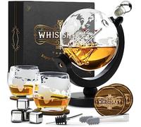 WHISISKEY Decantador de Whisky - Jarra de whisky - Decantador 900ml - Set de Regalo de Whisky - Regalos Originales para Hombres - 2 Vasos de Whiskey x 285ML, 4 Piedras de Whisky, Accesorios