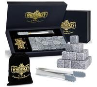 WHISISKEY Set de Piedras de Whisky - 18 Cubitos de Hielo Reutilizables - Caja de Regalo - Piedras de Whisky - Set de Regalo de Whisky - Regalos Originales para Hombre - Accesorios de Whiskey