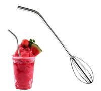 Whisk Straw - Reusable Metal Heat Resistant Long Whisking Tool - Beverage Stirrer Drinking Straws,for Cream Juice Shakes Cocoa Ice Cubes Milk
