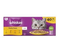 Whiskas 1+ Adult Poultry Selection in Jelly 40 Bolsas, Adult Wet Cat Food, Megapack (40 x 85 g)