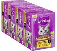 Whiskas 1+ Comida para Gatos de Aves de Corral en Salsa, 12 x 85 g (4 Paquetes) - Comida húmeda Gatos Adultos en 48 Bolsas de porciones