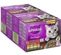 Whiskas 1+ Comida para Gatos Pure Delight, selección clásica en gelatina, 24 x 85 g (2 Paquetes), Comida húmeda Gatos Adultos en 48 Bolsas de porciones