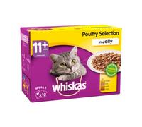 whiskas 11+ selección de aves de corral Comida para gatos senior (12 bolsas) (tamaño unitario) (puede variar)