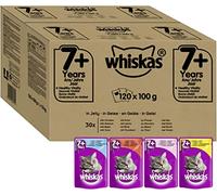 Whiskas 7+ Cat Pouches Mixed Selection en gelatina, 120 unidades x 100 g