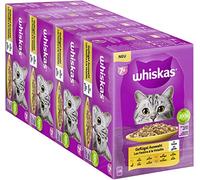 Whiskas 7+ Comida para Gatos de Aves de Corral en gelatina, 12 x 85 g (4 Paquetes), Comida húmeda Partir de los 7 años de Edad en 48 Bolsas de porciones - para la conservación de la