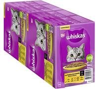 Whiskas 7+ Comida para Gatos de Aves de Corral en Salsa, 24 x 85 g (2 Paquetes) - Comida húmeda Partir de los 7 años de Edad en 48 Bolsas de porciones