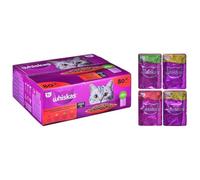 WHISKAS Adult sachets 80 x 85 g Classic Meals - comida húmeda para gatos adultos, en salsa (cortes con: ternera, pollo, cordero, ave) + ¡Sorpresa GRATIS para el gato!