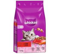 Whiskas Adult 1+ Comida seca con vacuno, alimento seco para gatos adultos y gatos, 3,8 kg