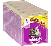 Whiskas Adult 1+ Comida Seca para Pollo, 5 x 800 g (5 Paquetes), Comida Seca para Gatos Adultos, Diferentes envases de Productos Disponibles