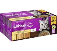 WHISKAS Adult 1+ Pure Delight - Bolsa de comida húmeda para gatos, 40 x 85 g