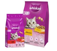 WHISKAS Adult 14 kg - alimento seco para gatos con pollo y verduras y WHISKAS Adult 3,8 kg - alimento seco completo para gatos adultos, con deliciosa carne de res