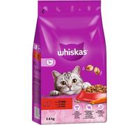 WHISKAS Adult 2x3,8 kg - alimento seco completo para gatos adultos, con deliciosa carne de res