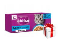 Whiskas Golosinas de pescado para adultos en gelatina en bolsitas para gatos 80 x 85 g