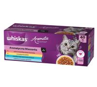 WHISKAS Aromatic Selection Multipack - Bolsa para porciones (1 unidad, selección mixta, 4 variedades de cerdo, pollo, pescado de mar, salmón en salsa, 40 x 85 g)