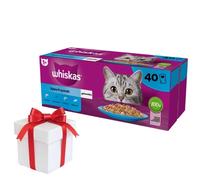 WHISKAS Adult bolsitas 40 x 85 g Fishy Treats - comida húmeda para gatos adultos en gelatina (trozos con: salmón, atún, bacalao, pescado blanco)