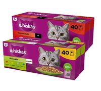 WHISKAS Adult bolsitas 40 x 85 g Classic Meals - comida húmeda para gatos adultos, en salsa (cortes con: ternera, pollo, cordero, ave) + tazón GRATIS!