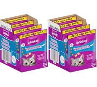 Whiskas Bolsas crujientes para Gatos con Sabor a salmón, 4 x 180 g (4 Paquetes), Diferentes envases de Productos Disponibles (Paquete de 2)