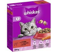 WHISKAS® Caja de cartón Seca 1+ con Vacuno, 5 x 800 g