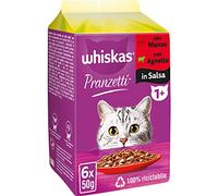 Whiskas Comida de Carne Mixta 1+ para Adulto, Comida húmeda para Gato, 12 Paquetes de 50 g (72 Unidades en Total)