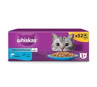 whiskas Comida Húmeda en Gelatina para Gatos Adultos Selección Pescados 13 x 4 bolsitas x 85g