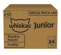 Whiskas Comida húmeda junior - Aves - Selección en gelatina - Bolsas de comidas 84 x 85g