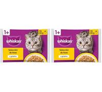 Whiskas Comida Húmeda para Gatos Adultos Selección Aves en Gelatina (13x 4 bolsitas x85g) (Paquete de 2)