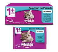 Whiskas Comida Húmeda para Gatos Selección Pescados en Gelatina, MultiPack (4 Cajas x 12 Bolsitas x 100g)