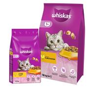 WHISKAS Comida Seca para Gatos 1+ con Pollo 14kg & WHISKAS Adult 3,8 kg - alimento seco para gatos adultos, con delicioso pollo