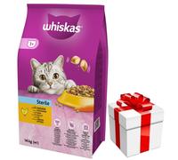 WHISKAS Comida Seca para Gatos 1+ Estéril con Pollo 14kg + comida para gatos 400g ¡GRATIS! (sabor aleatorio)