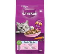 WHISKAS - Croquetas para gatos esterilizadas con salmón (1,4 kg)