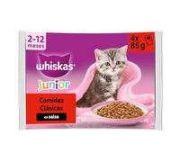 WHISKAS Duo Comida húmeda en Salsa Gatos júnior Comb. clásicas - 13 x 4 bolsitas x 85g