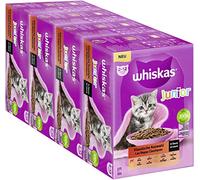 Whiskas Júnior Comida húmeda para Gatos clásica selección en Salsa, 48 porciones, 12 x 85 g (4 Unidades) - Comida húmeda para Gatos Gatos en Crecimiento de 2 a 12 Meses