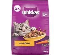 Whiskas Pienso para Gato Adulto 1+, Sabor Pollo, 800g, Pack de 5