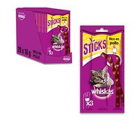Whiskas Premios para Gatos en forma de Sticks, Sabor Pollo (Pack de 28 x 18g)