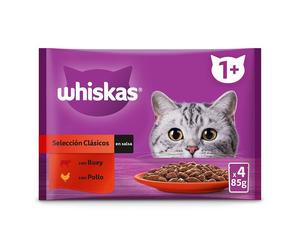 Whiskas Selección Carne Buey y Pollo en Salsa Sobres para Gatos 13 x 4 x 85 gr
