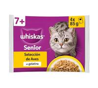 WHISKAS Senior 7+ Comida húmeda en gelatina Gatos Selección Aves - 13 x 4 bolsitas x 85g