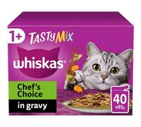 Whiskas Tasty Mix 1+Chef s Choice in Gravy 40 x 85 g Bolsitas, Alimento para Gatos Adultos
