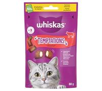 Whiskas Temptations con Carne de Vaca, 6 x 60 g
