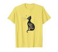 Whisker Lejos del Arte Silueta de Gato Camiseta, Hombre, Limón, L