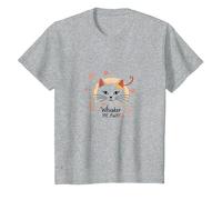 Whisker Me Away: Amante de los Gatos caprichoso Camiseta, Niños, Gris Jaspeado, 2 años