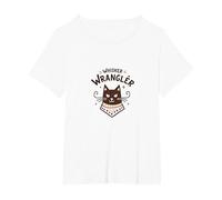 Whisker Wrangler: Arte Inspirado en el Oeste de los Amantes de los Gatos peculiares Camiseta, Mujer Tallas Grandes, Blanco, 1XL Grande