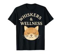 Whiskers and Wellness Minimalista Cara de Gato Calma Vibe Camiseta