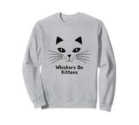 Whiskers On Kittens - Lindo diseño de Cara de Gato para los Amantes de Las Mascotas Sudadera, Unisex para Adultos, Gris Jaspeado, XL