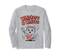 Whiskers & Whisks Cute Cat Chef - Camiseta gráfica para Hornear Manga Larga