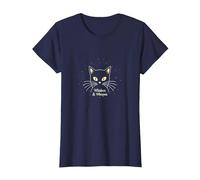 Whiskers & Whispers Mystical Cat Design para Amantes de los Gatos Camiseta, Mujer, Azul Marino, S