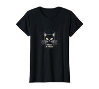 Whiskers & Whispers Mystical Cat Design para Amantes de los Gatos Camiseta, Mujer, Negro, S