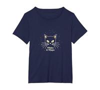 Whiskers & Whispers Mystical Cat Design para Amantes de los Gatos Camiseta, Mujer Tallas Grandes, Azul Marino, 4XL Grande