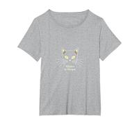 Whiskers & Whispers Mystical Cat Design para Amantes de los Gatos Camiseta, Mujer Tallas Grandes, Gris Jaspeado, 5XL Grande