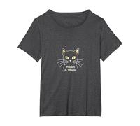 Whiskers & Whispers Mystical Cat Design para Amantes de los Gatos Camiseta, Mujer Tallas Grandes, Jaspeado Oscuro, 4XL Grande