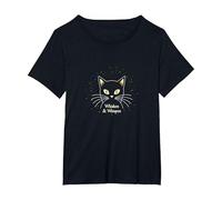 Whiskers & Whispers Mystical Cat Design para Amantes de los Gatos Camiseta, Mujer Tallas Grandes, Negro, 3XL Grande